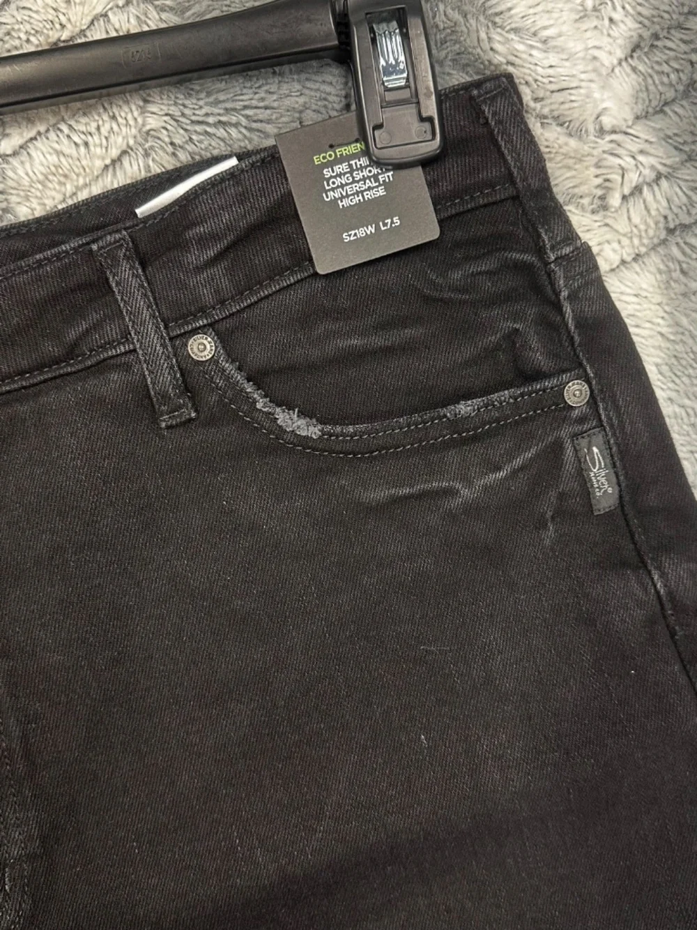 NWT Silver Jeans Sure Thing Long Shorts 18W Black Denim High Rise 7.5